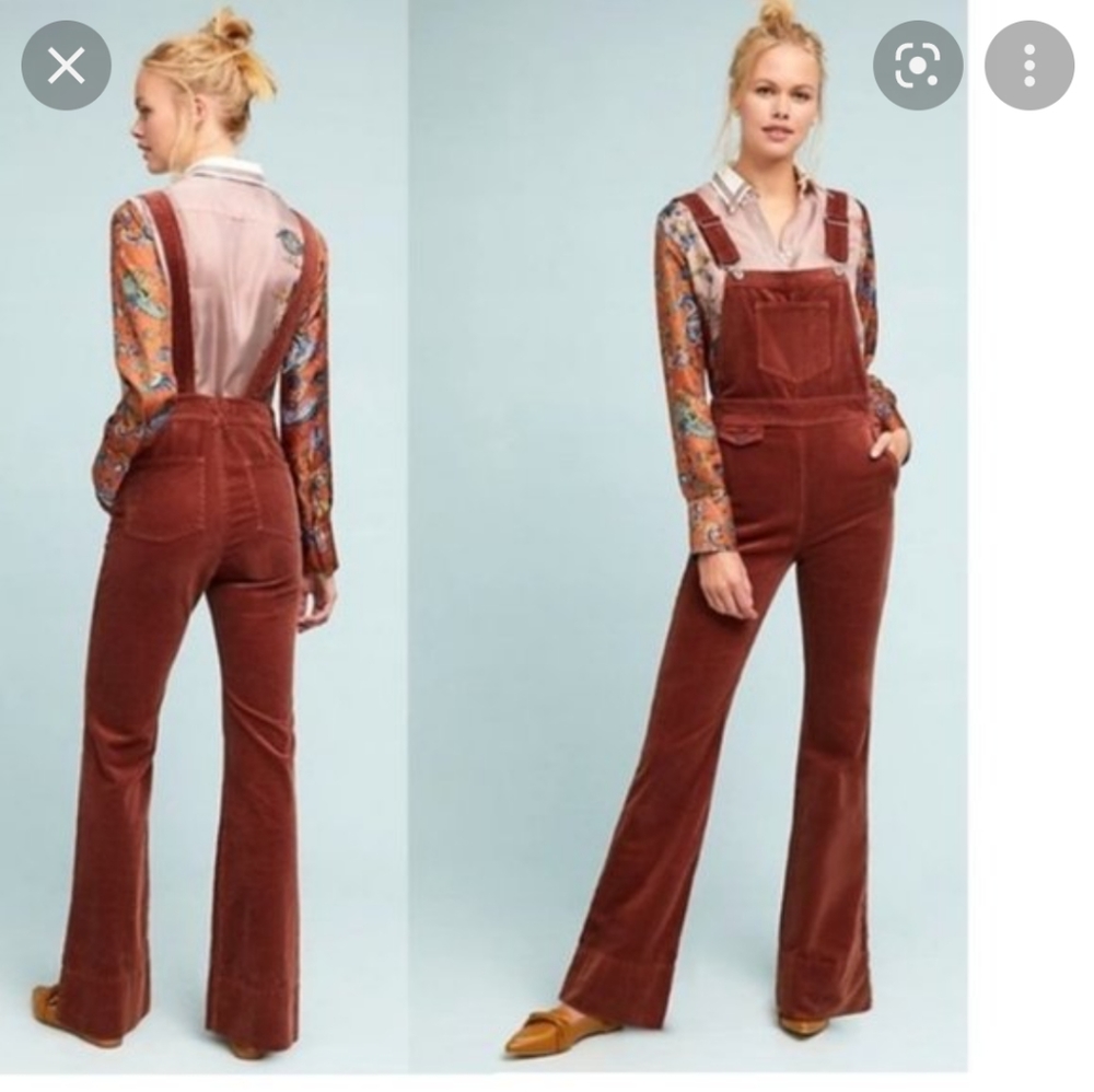 Anthro Brown Corduroy Overalls